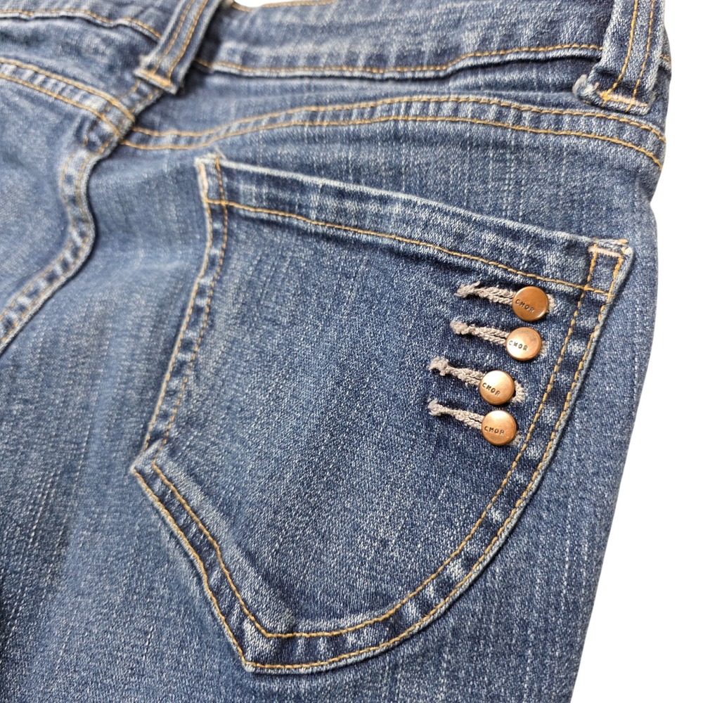 Chor Size 9 Y2K Inspired Medium Blue Straight Leg Jeans Decorative Back Pockets
